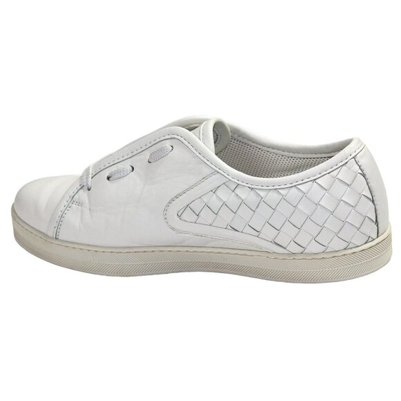 Bottega Veneta Intrecciato White Leather Low Profile Sneaker, Size 36.5 (US 6.5) - Picture 3 of 13